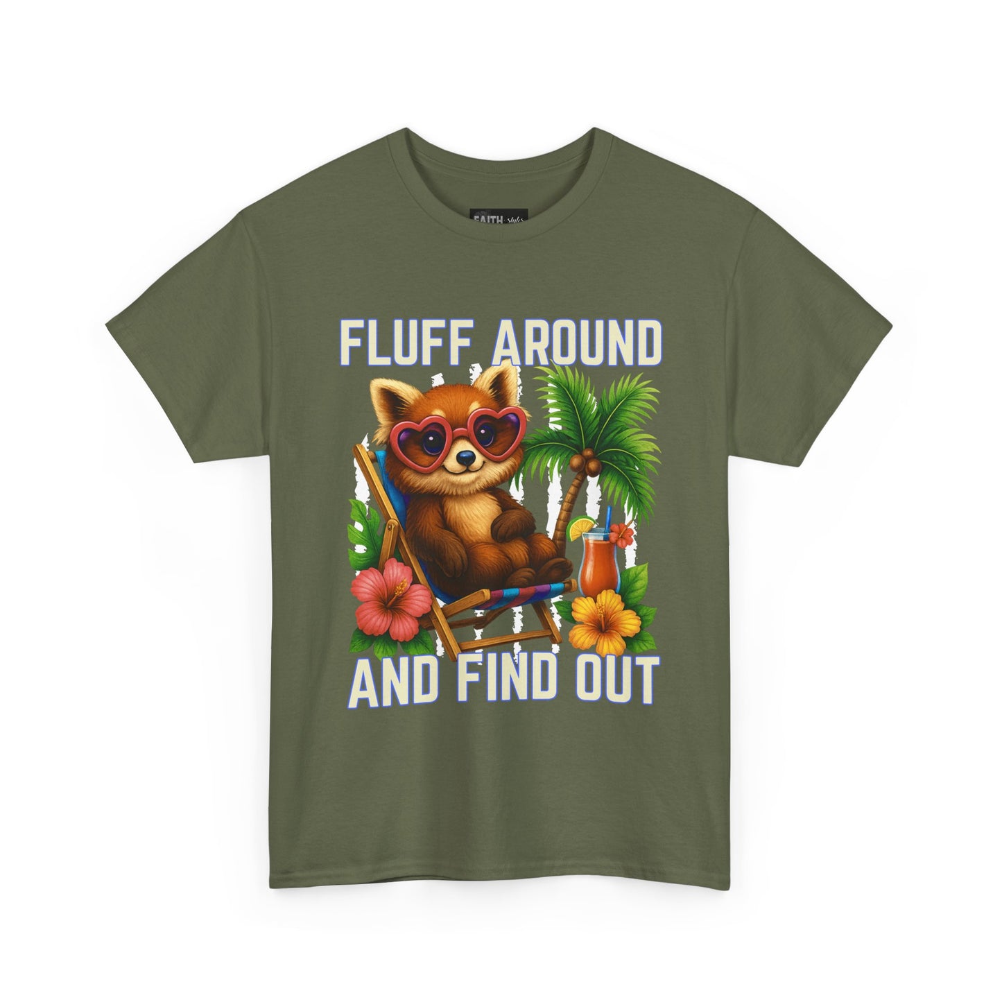 Tropical Cat Tee: Fluff Around and Find Out, Cute Graphic Shirt, Summer Outfit, Unisex Casual Wear, Gift for Animal Lovers