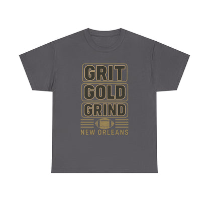 Grit Gold Grind Tee - Male Heavy Cotton Shirt for New Orleans Fans, [...]