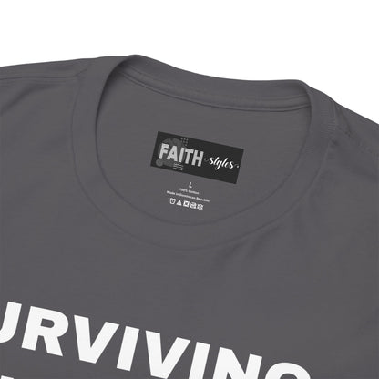 Surviving on Coffee Tee - Unisex Heavy Cotton Shirt, Funny Gift for Coffee Lovers, Perfect for Everyday Wear, Birthday & Holidays