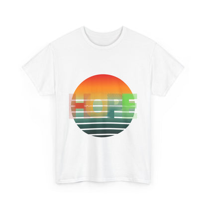 "HOPE" Sunset Vibes Unisex Cotton Tee, Summer T-Shirt, Gift for Him/Her, Casual Wear, Beach Day Outfit, Eco-Friendly Fashion