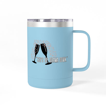 Celebratory Coffee Mug Tumbler, Cheers Gift for Friends, 15oz Drinkware for Parties, Birthdays, Wedding, Fun Gatherings