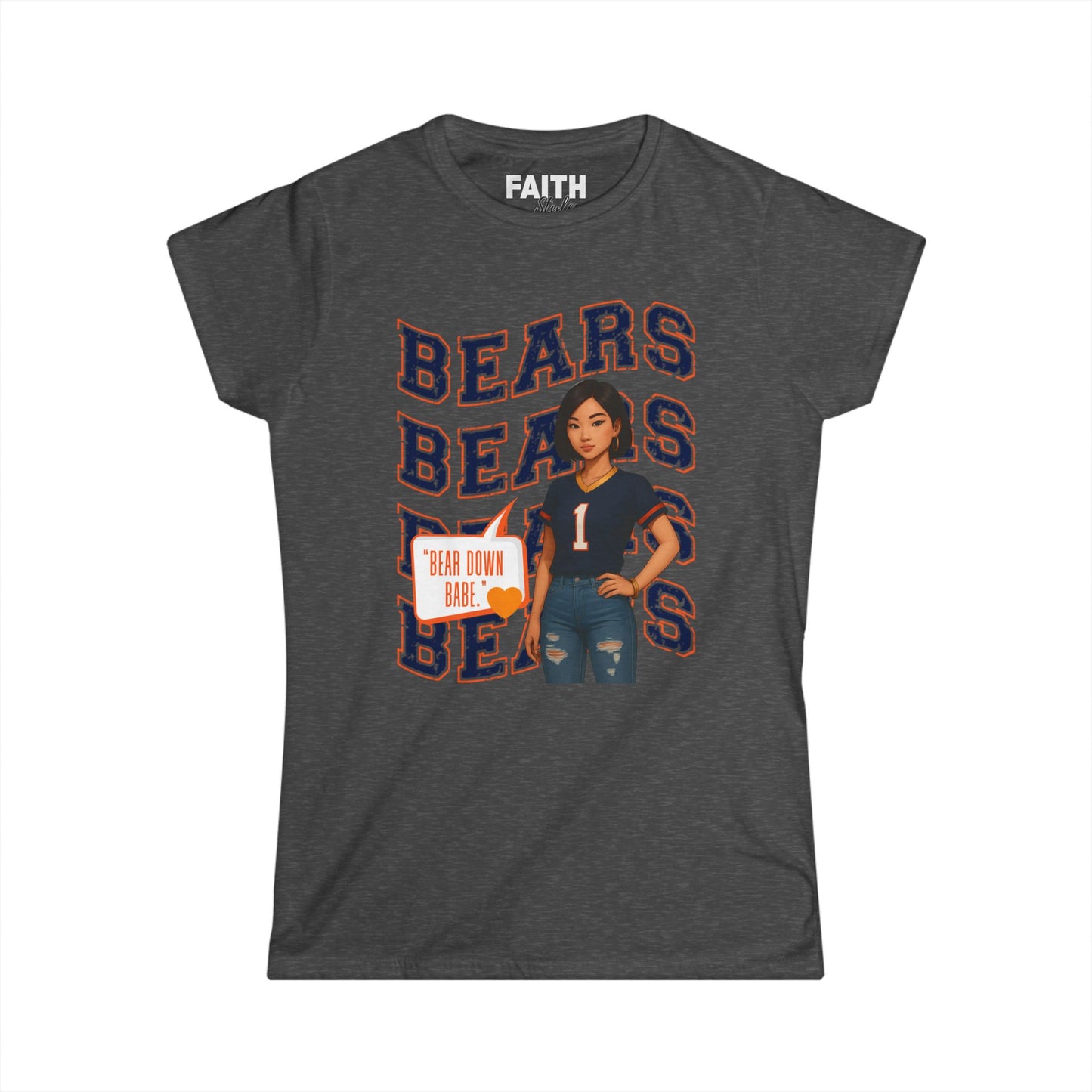 Cheerful Bears Women's Tee, Sports Fan Shirt, Casual Wear, Game Day Outfit, Birthday Gift, Women's Graphic Tee