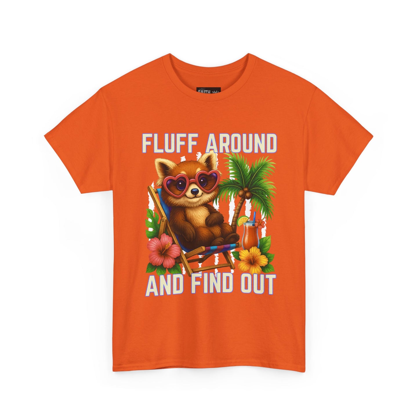 Tropical Cat Tee: Fluff Around and Find Out, Cute Graphic Shirt, Summer Outfit, Unisex Casual Wear, Gift for Animal Lovers