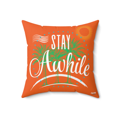 FaithStyles Autumn Tropical Stay Awhile Pillow, Beach Decor, Summer Vibes, Cozy Home Accent, Gift for Beach Lovers, Relaxation Decor