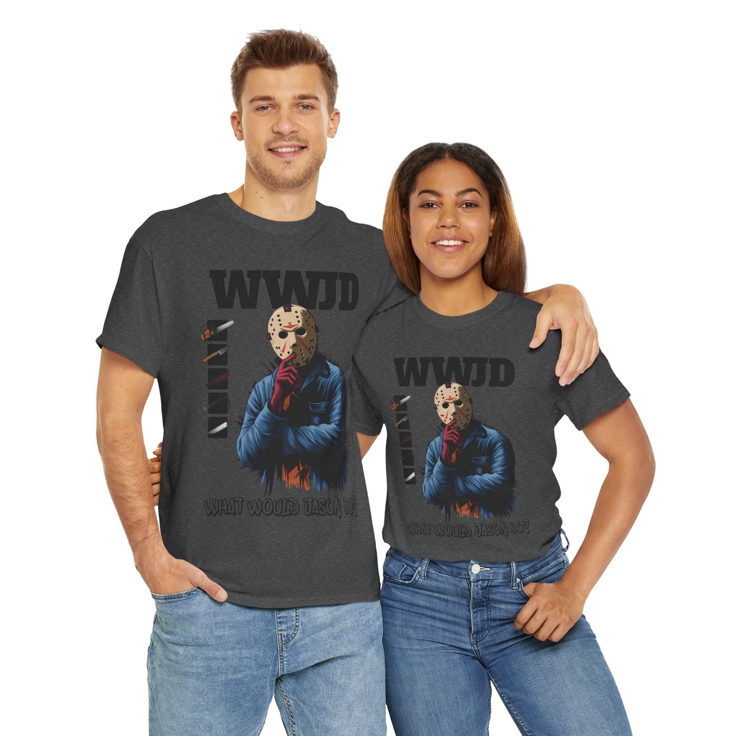 WWJD Unisex Heavy Cotton Tee, Graphic T-Shirt, Casual Wear, Gift for Him, Trendy Apparel, Statement Tee