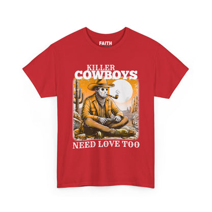 Killer Cowboys Graphic Tee, Unisex Heavy Cotton T-Shirt for Casual Wear, Cowboy Lover Gift, Western Occasion Apparel