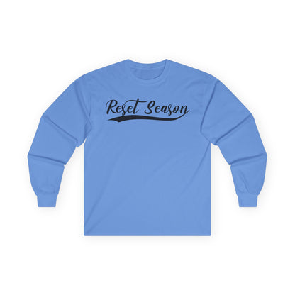 Long Sleeve Tee — "Reset Season" Script Graphic