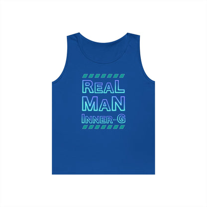 Real Man Inner G Unisex Heavy Cotton Tank Top, Motivational Gym Wear, Summer Fashion, Casual Outift, Gift for Him, Inspirational Tank