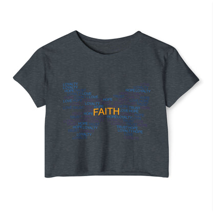 Women's Festival Crop Top with Faith Design, Boho Style Tee, Summer Festival Top, Inspirational Apparel, Gift for Her