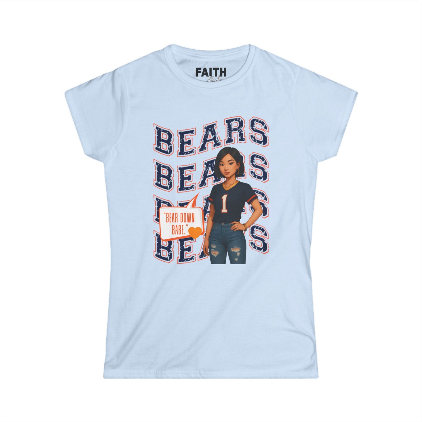 Cheerful Bears Women's Tee, Sports Fan Shirt, Casual Wear, Game Day Outfit, Birthday Gift, Women's Graphic Tee
