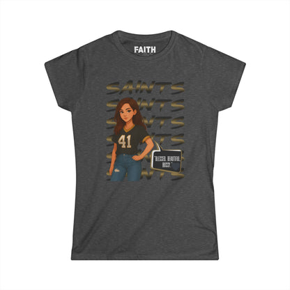 Stylish Women's Saints Tee, Casualwear, Game Day Shirt, Sports Fan Shirt, Cute Graphic Tee, Gift for Her