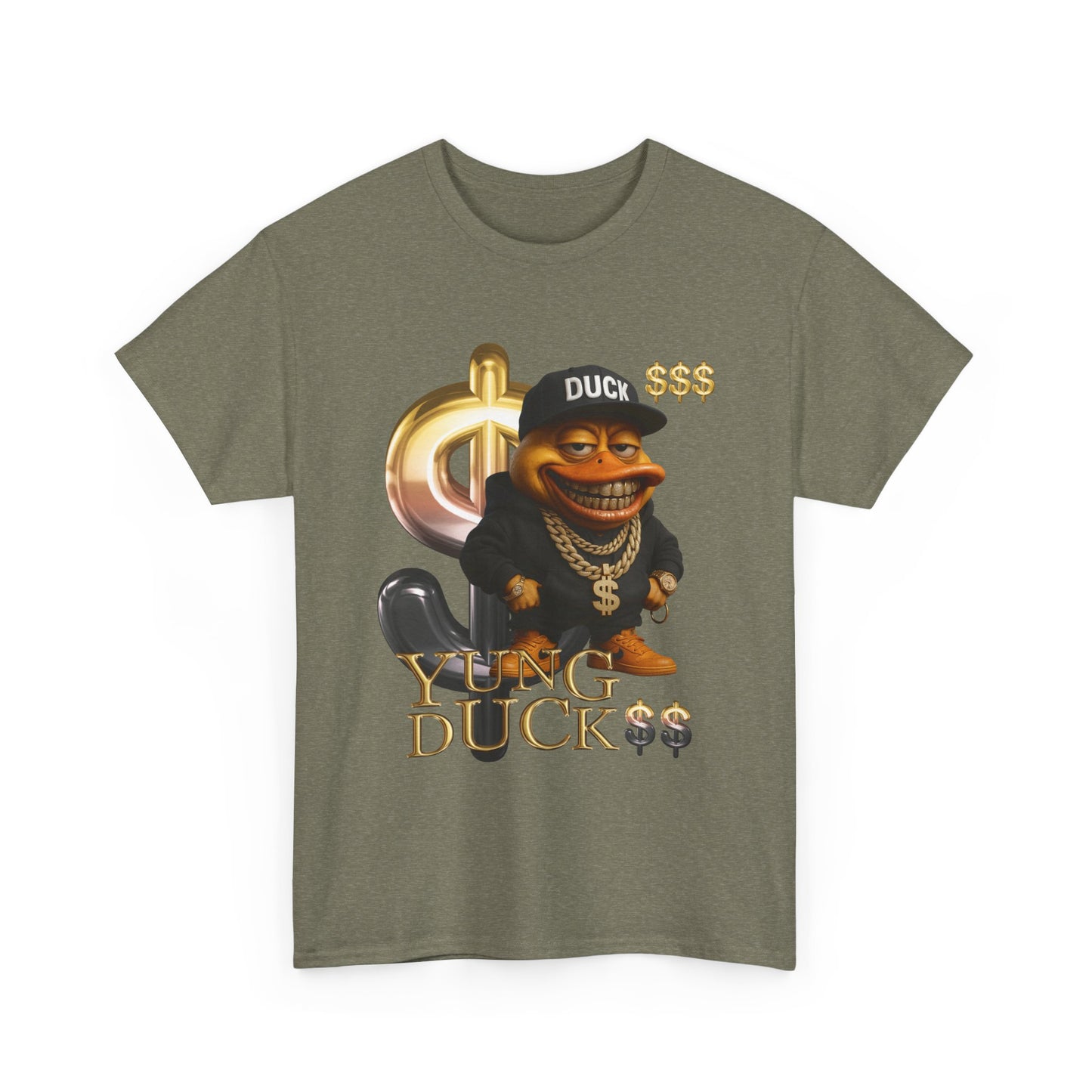 Yung Duck$$ Unisex Heavy Cotton Tee - Fun Streetwear T-Shirt for Casual Outfits