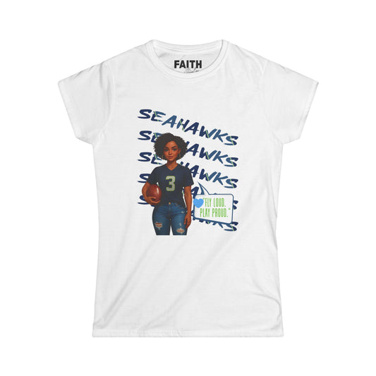 Women’s Football Fan Tee – Sporty Comfort, Seahawks Style, Perfect for Game Day, Casual Wear, Sports Enthusiasts, Gift Idea