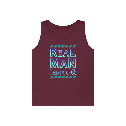 Real Man Inner G Unisex Heavy Cotton Tank Top, Motivational Gym Wear, Summer Fashion, Casual Outift, Gift for Him, Inspirational Tank
