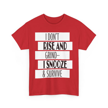 Funny Snooze Survival Tee for Lazy Days, Male's Cotton T-Shirt, Gift for Coffee Lovers, Sleepyhead Apparel, Relaxed Lifestyle Top