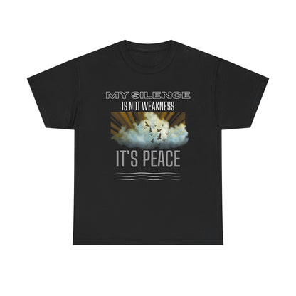 Male Heavy Cotton Tee - "My Silence is Not Weakness, It's Peace" - Inspirational Gift for Mindfulness, Self-Care, and Peace Lovers, [...]