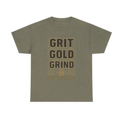 Grit Gold Grind Tee - Male Heavy Cotton Shirt for New Orleans Fans, [...]