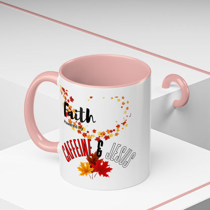Faith & Caffeine Fall Coffee Mug | Perfect for Autumn Lovers, Thanksgiving Gift, Religious Coffee Cup, Inspirational Drinkware, Cozy Vibes