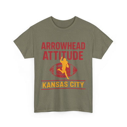 Male Heavy Cotton Tee, Arrowhead Attitude, Football Tee