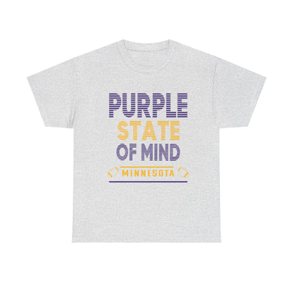 Purple State of Mind Male Cotton Tee, Comfortable Casual Wear, Gift for Minnesota Lovers, Birthday, College Apparel