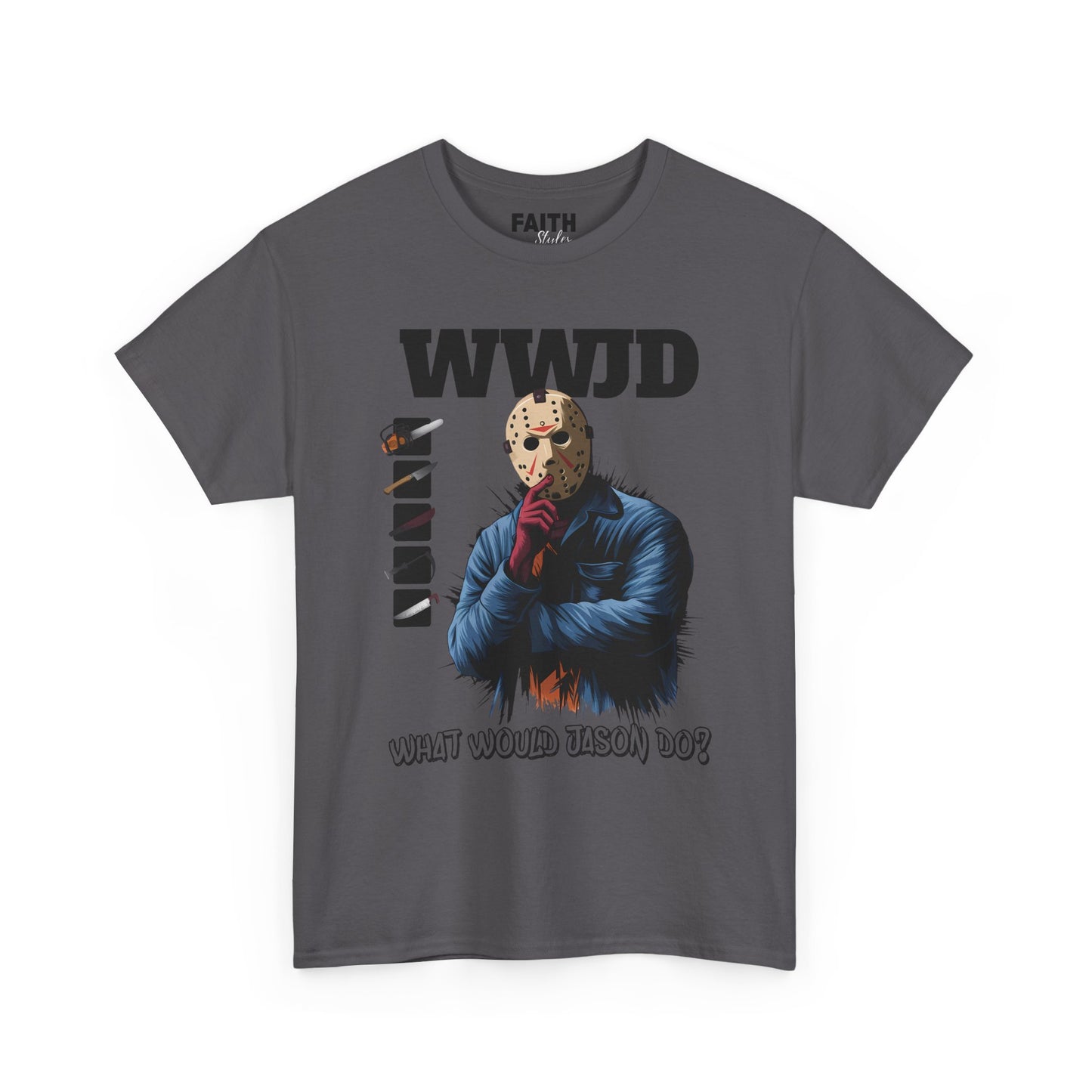 WWJD Unisex Heavy Cotton Tee, Graphic T-Shirt, Casual Wear, Gift for Him, Trendy Apparel, Statement Tee