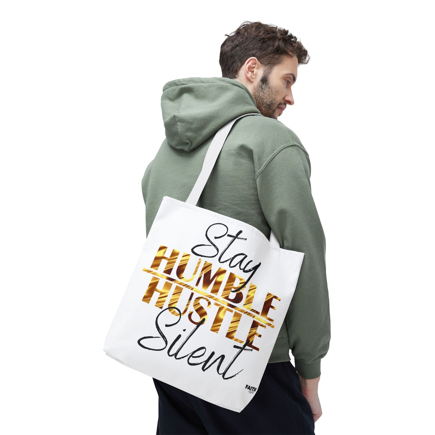 FaithStyles Stay Humble Hustle Silent Tote Bag — Motivational Leopard Print Canvas Tote