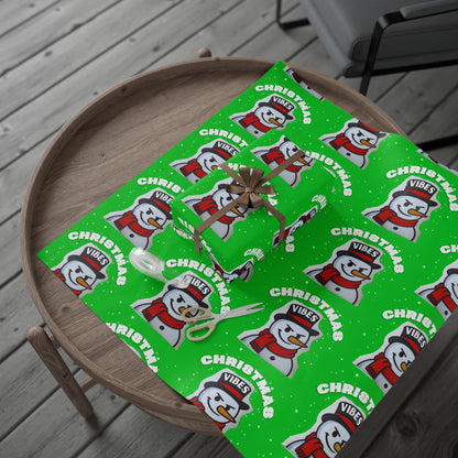 Christmas Snowman Wrapping Paper Roll – Festive Green Holiday Gift Wrap