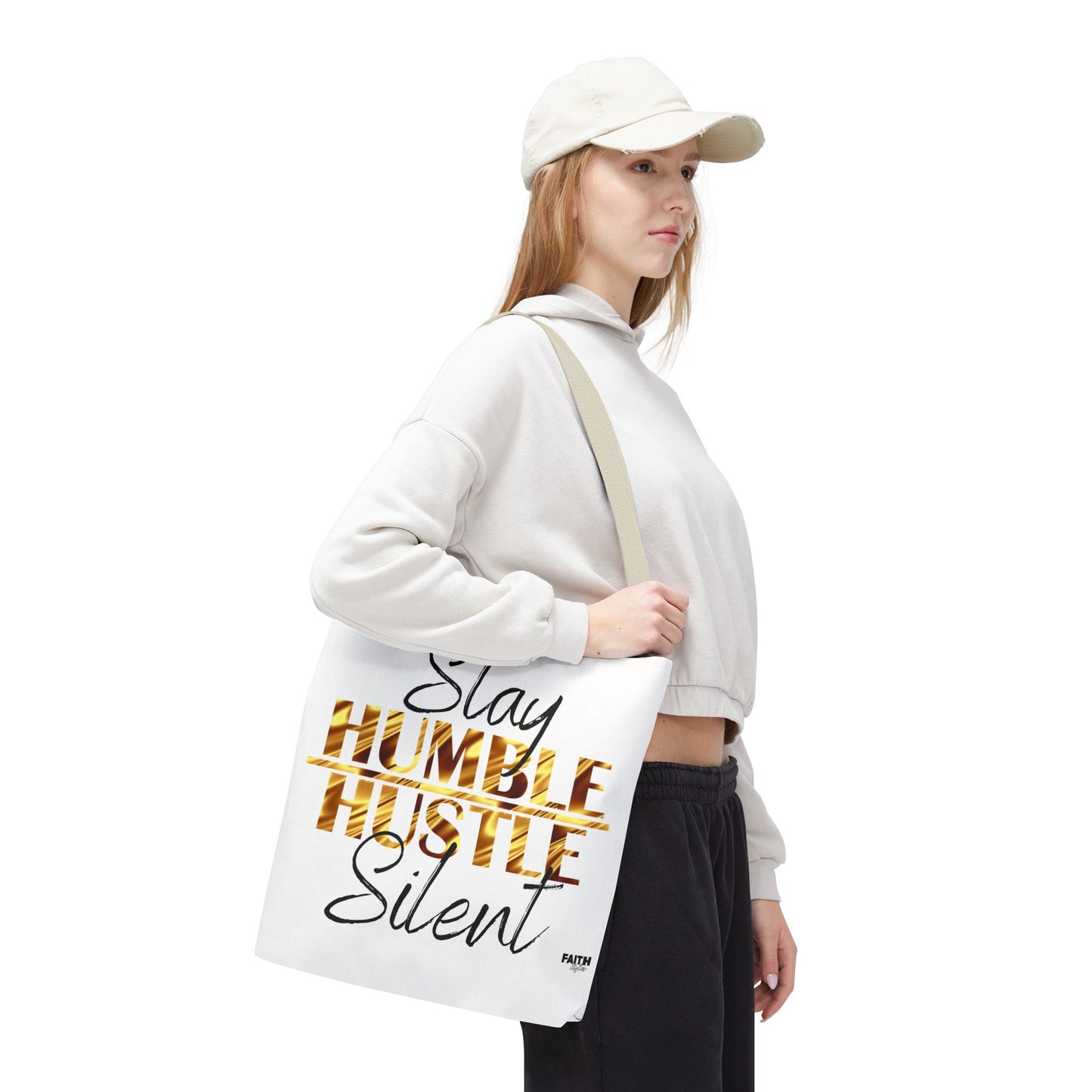 FaithStyles Stay Humble Hustle Silent Tote Bag — Motivational Leopard Print Canvas Tote