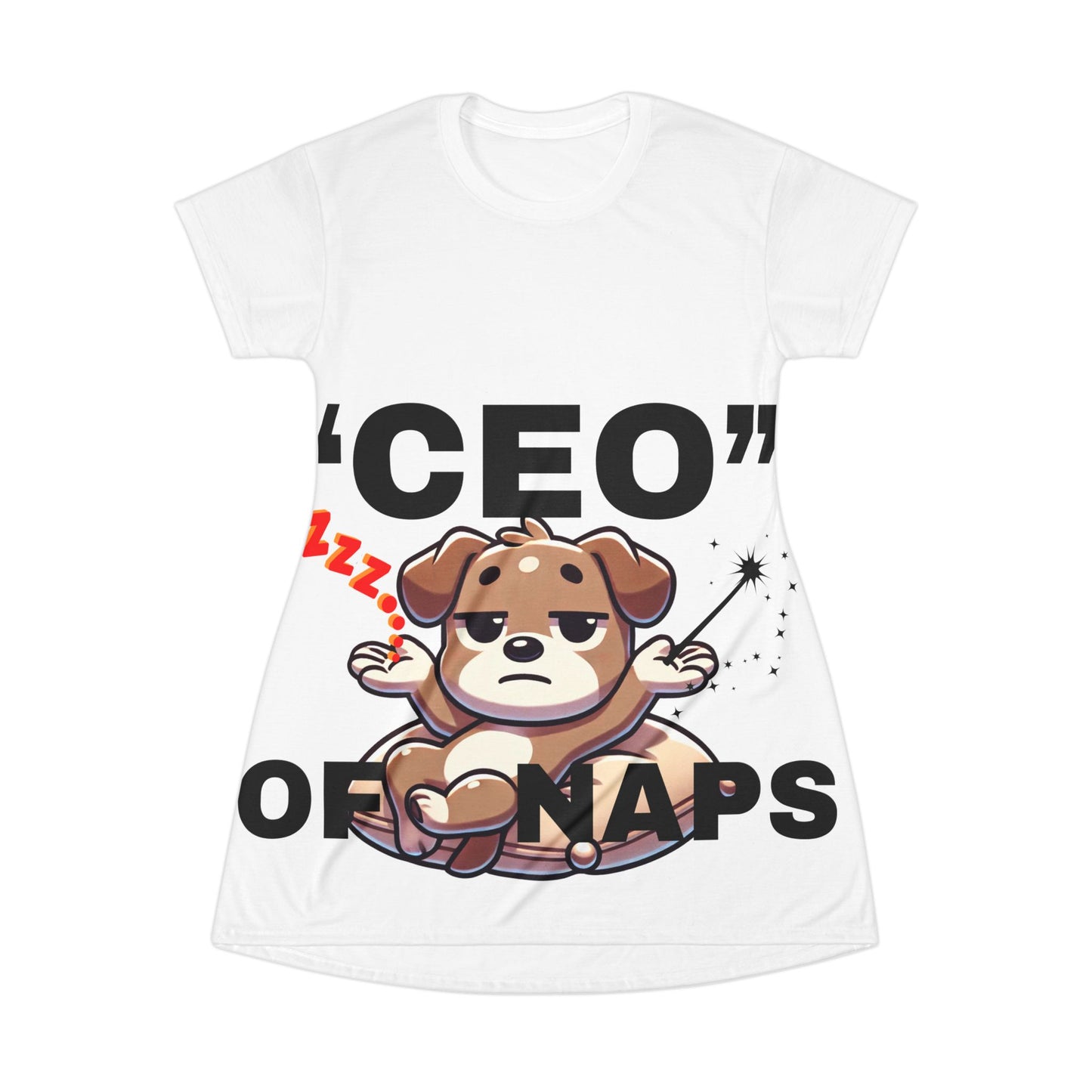 Women's Comfy Dog-Themed T-Shirt Dress, Perfect for Lounging, Gift for Dog Lovers, Cute Sleepwear, Relaxed Style, Fun Nap Time Outfit