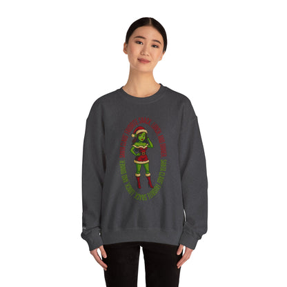 Holiday Goblin Girl Crewneck Sweatshirt — 'Favorite Snack' Christmas Sweatshirt