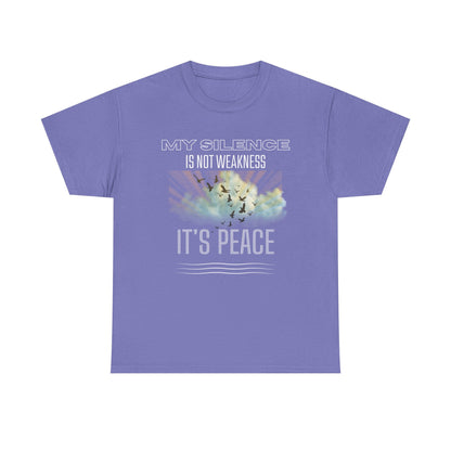Male Heavy Cotton Tee - "My Silence is Not Weakness, It's Peace" - Inspirational Gift for Mindfulness, Self-Care, and Peace Lovers, [...]