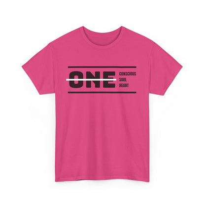 Male's Heavy Cotton Tee - 'ONE' Conscious Soul Heart | Casual Apparel, Gift for Mindfulness, Inspirational Wear, Summer Tee, Everyday Style
