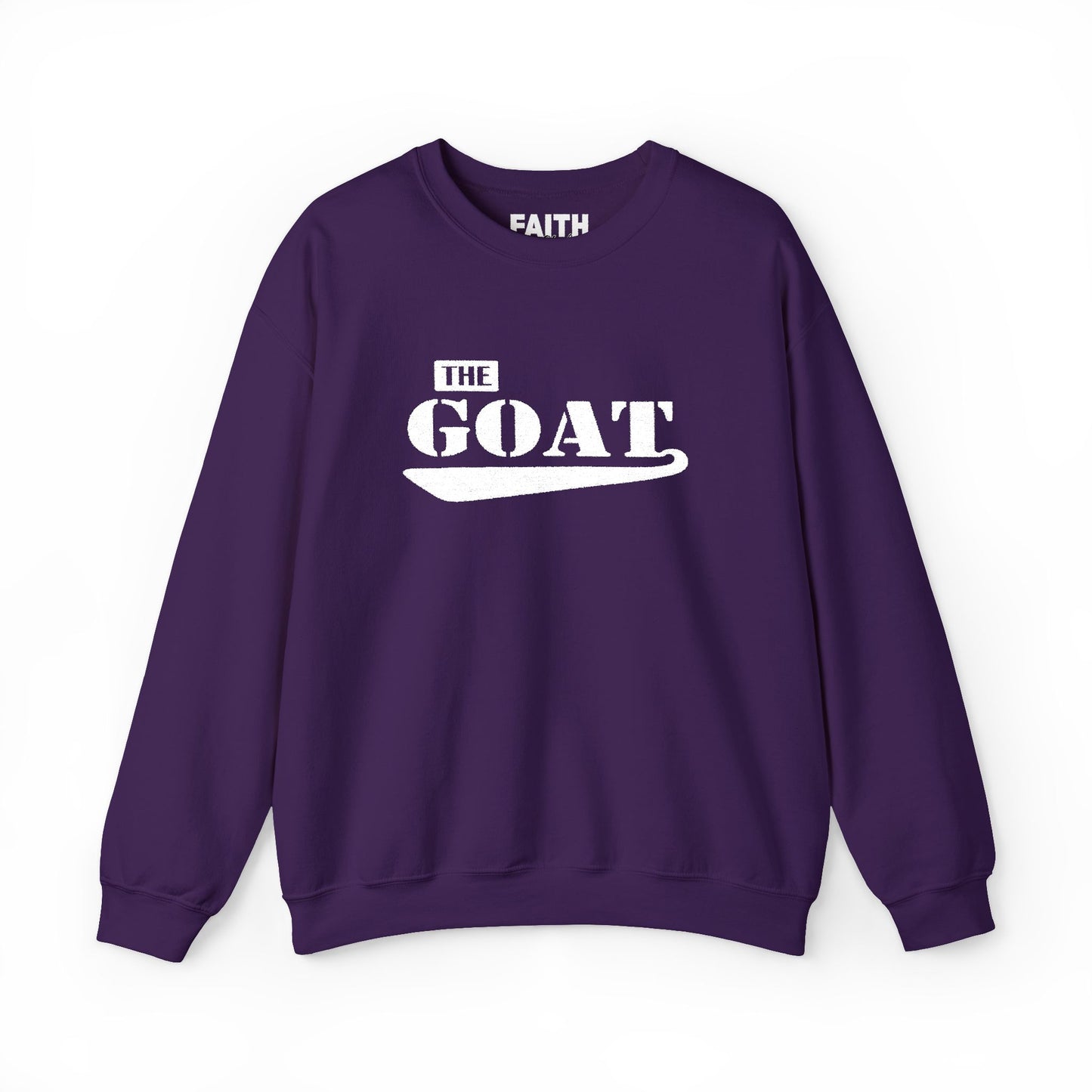 NEW FaithStyles Embroidery The GOAT Crewneck Sweatshirt – Bold White Graphic Pullover