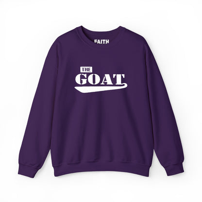 NEW FaithStyles Embroidery The GOAT Crewneck Sweatshirt – Bold White Graphic Pullover
