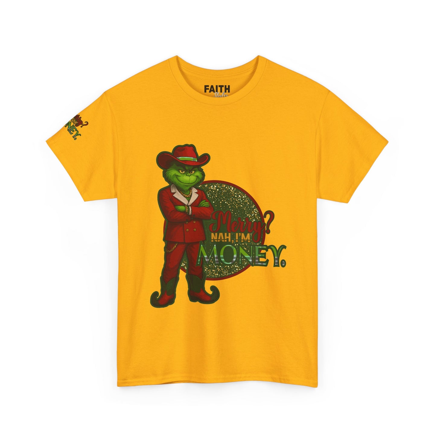 Grinch Inspired in Red Suit Tee — "Nah, I’m Money" Christmas Graphic T-Shirt