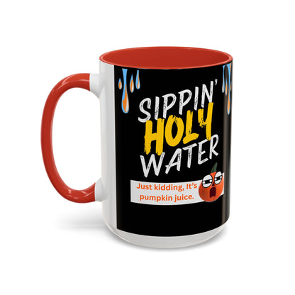 Sippin' Holy Water Coffee Mug, Funny Pumpkin Juice Mug, Halloween Coffee Cup, Unique Gift for Fall, Cute Office Mug, Quirky Kitchenware
