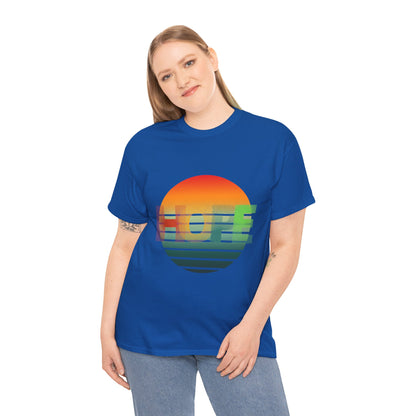 "HOPE" Sunset Vibes Unisex Cotton Tee, Summer T-Shirt, Gift for Him/Her, Casual Wear, Beach Day Outfit, Eco-Friendly Fashion