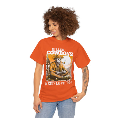 Killer Cowboys Graphic Tee, Unisex Heavy Cotton T-Shirt for Casual Wear, Cowboy Lover Gift, Western Occasion Apparel