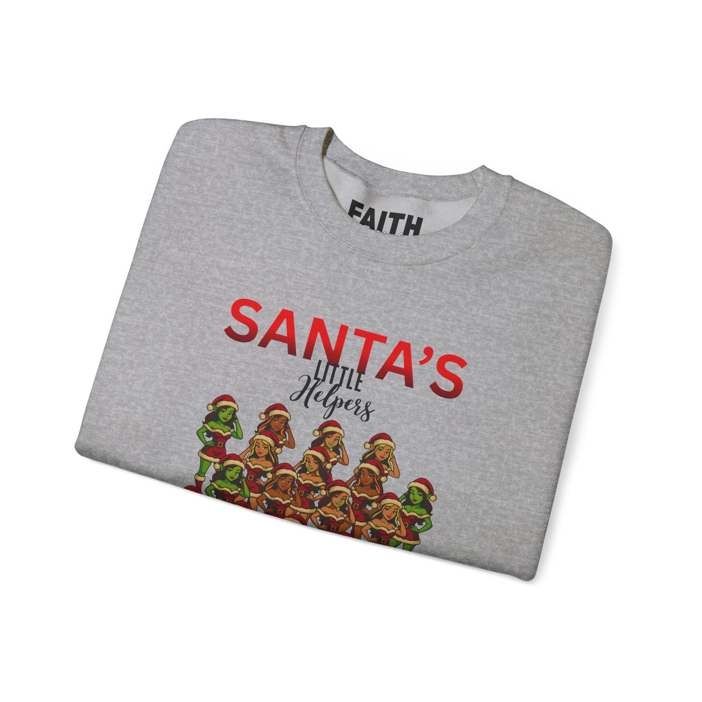 Crewneck Sweatshirt - "Santa's Little Helpers" Christmas Elf Group Holiday Sweater