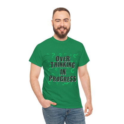 Overthinking in Progress Unisex Heavy Cotton Tee, Fun Graphic T-Shirt, Casual Wear, Gift for Thinkers, Relaxed Fit Tee