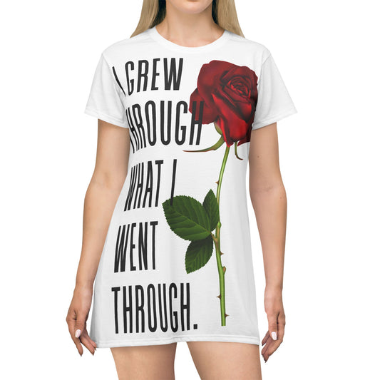 Women's Inspirational Floral T-Shirt Dress - Empowering Quote, Motivational Fashion, Casual Wear, Unique Gifts, Self-Care Apparel