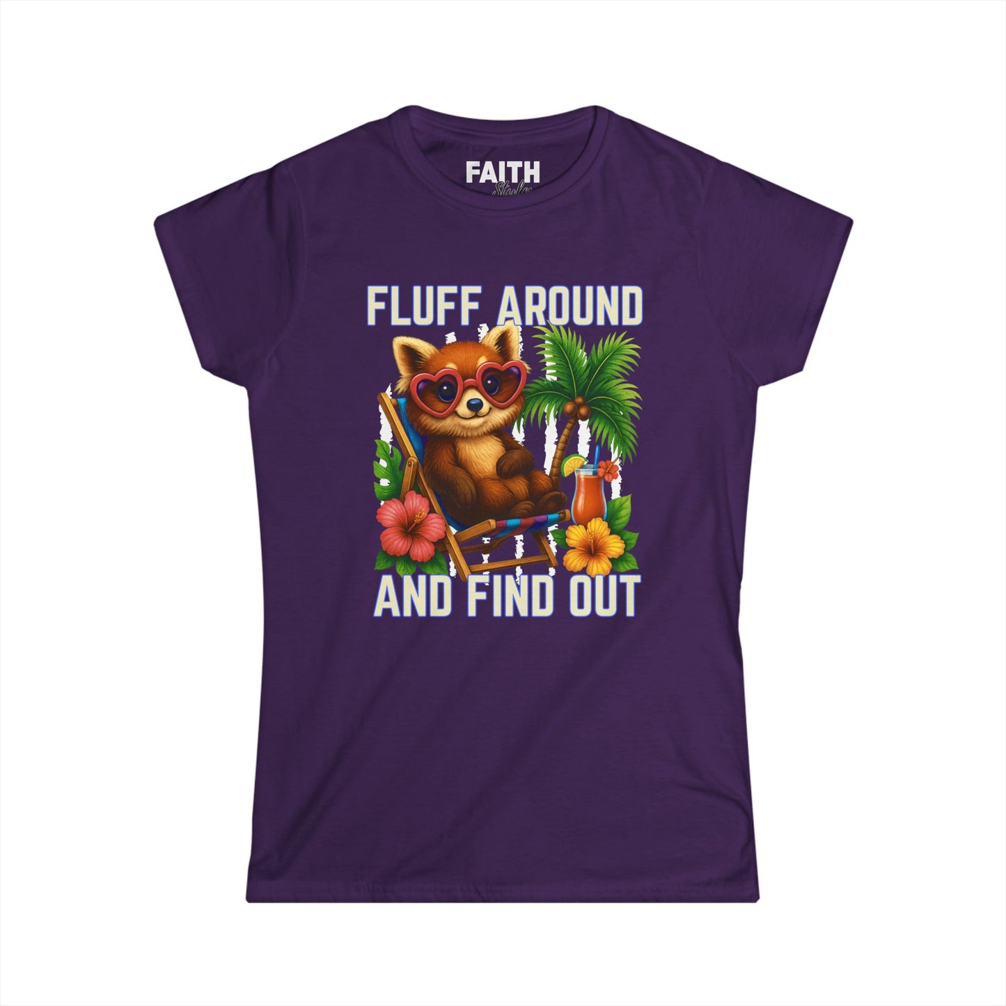 Charming Cat Themed Women's Softstyle Tee | Summer Vibes T-Shirt, Cute Cat Top, Beachy Fun Shirt, Gift for Cat Lovers, Relaxed Wear