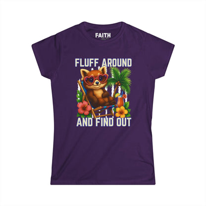 Charming Cat Themed Women's Softstyle Tee | Summer Vibes T-Shirt, Cute Cat Top, Beachy Fun Shirt, Gift for Cat Lovers, Relaxed Wear