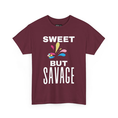 Sweet but Savage Grandma Cotton Tee | Fun Gift for Trendsetters, Everyday Wear, Birthday Party, and Casual Outings