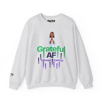Women Grateful AF Crewneck Sweatshirt | Cozy Unisex Pullover for Thanksgiving, Gifts, and Everyday Wear