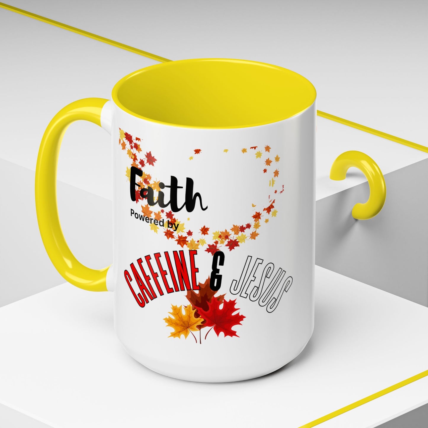 Faith & Caffeine Fall Coffee Mug | Perfect for Autumn Lovers, Thanksgiving Gift, Religious Coffee Cup, Inspirational Drinkware, Cozy Vibes
