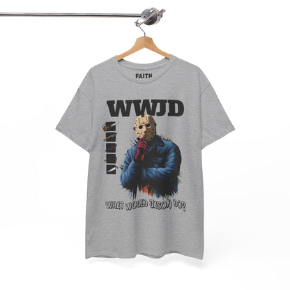 WWJD Unisex Heavy Cotton Tee, Graphic T-Shirt, Casual Wear, Gift for Him, Trendy Apparel, Statement Tee