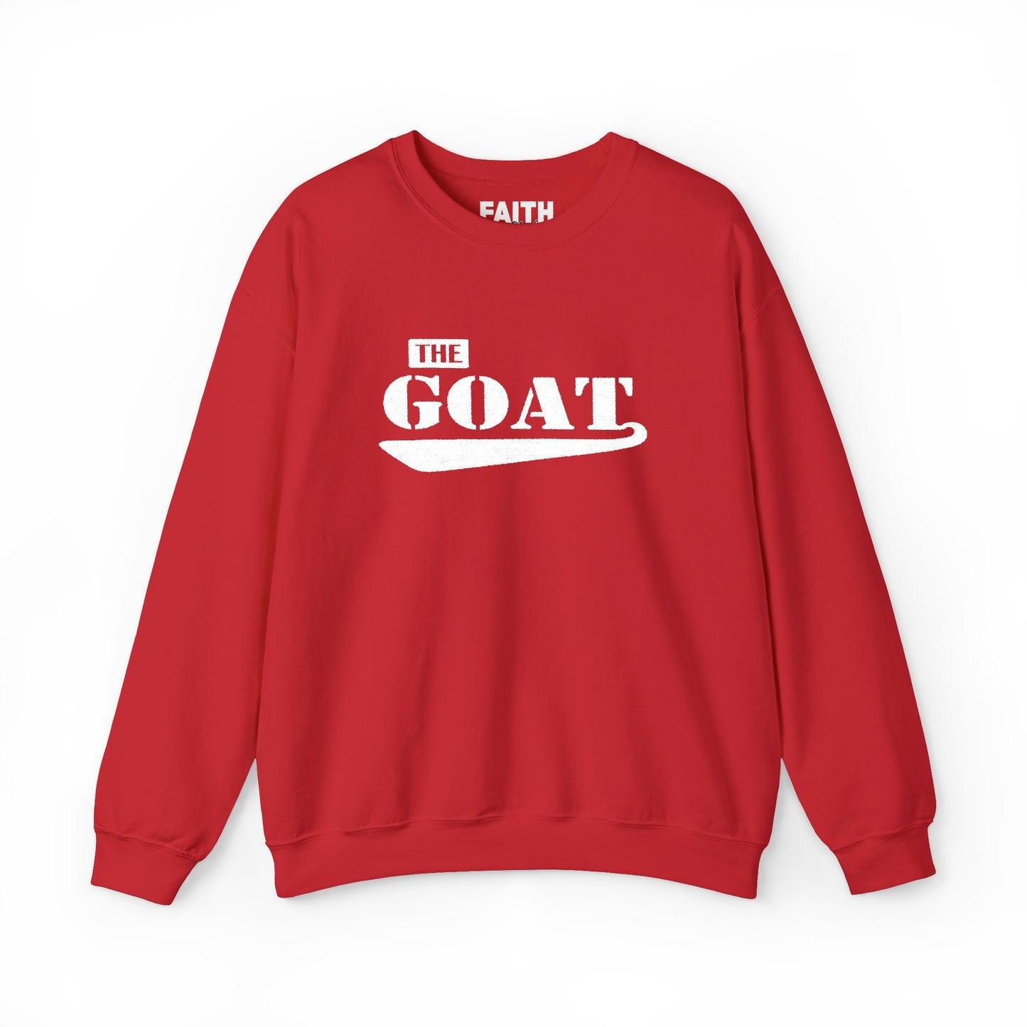 NEW FaithStyles Embroidery The GOAT Crewneck Sweatshirt – Bold White Graphic Pullover