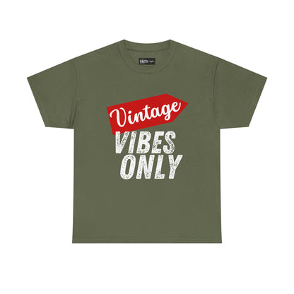 Vintage Vibes Only Unisex Heavy Cotton Tee, Retro T-Shirt, Trendy Gift for Him/Her, Casual Wear, Music Festival Outfit