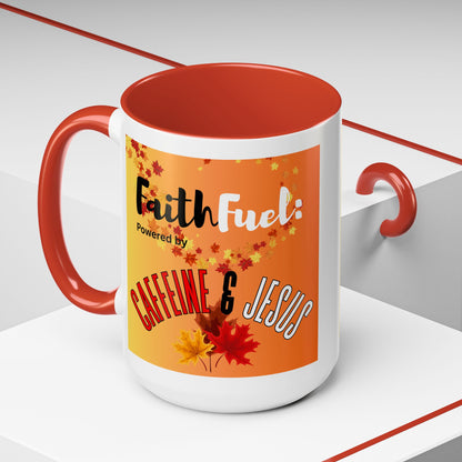 FaithFuel Caffeine & Jesus Mug - Fall Coffee Cup, Inspirational Gift, Autumn Decor, Home Office Supplies, Religious Mug